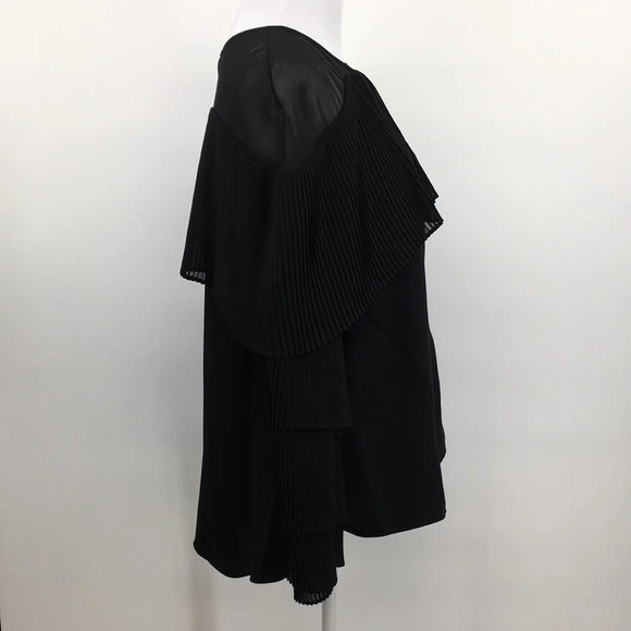 Prabal Gurung Collective Blouse‎ Womens 2 Black Ruffle Ribbed Button Front - Picture 8 of 14